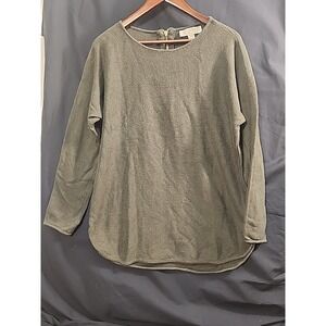 MICHAEL Michael Kors Long Sleeve Army Green  Sweater Sz Large Gold Zipper Back